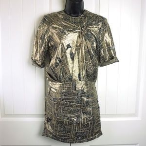 Isabel Marant Pour H&M Gold Metallic Silk Dress 4